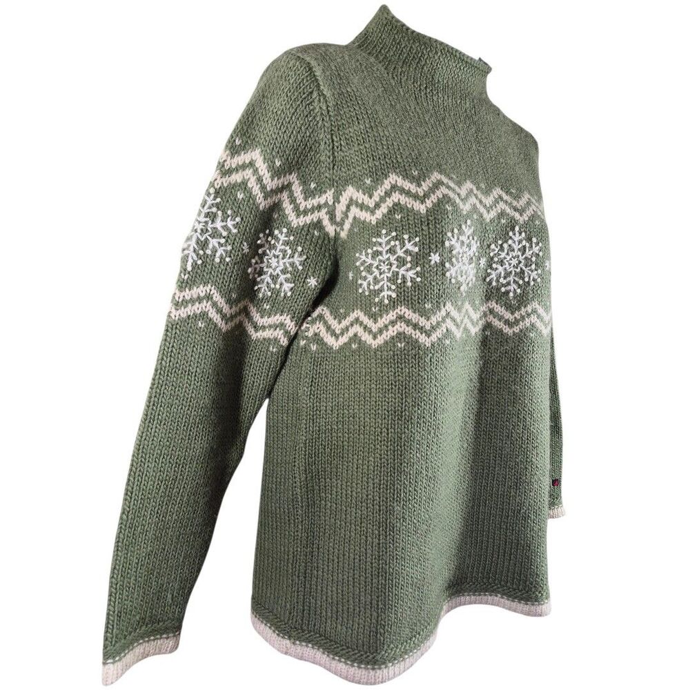 Scandinavian Denmark Nordic S Wool Mohair Sweater Fair Isle Sage Cozy Heritage - Picture 3 of 7